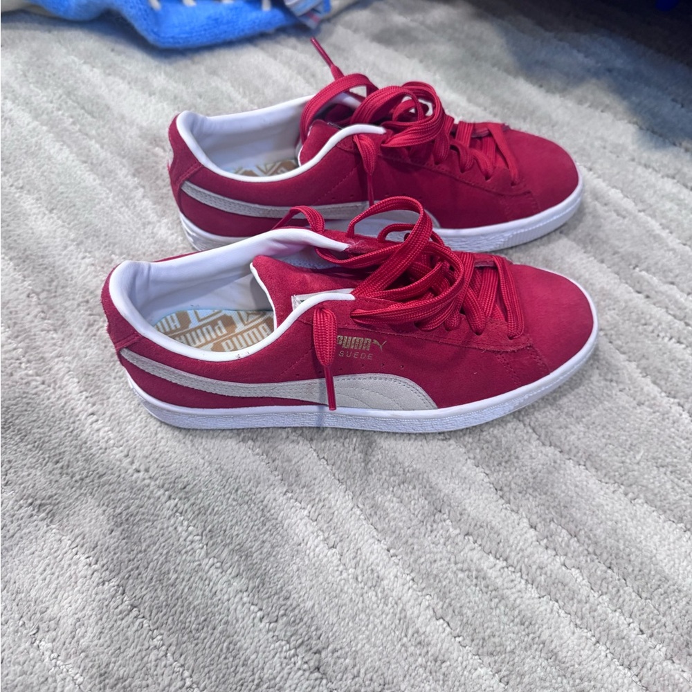Puma Women's Red Suede Sneakers - Picture 2 of 4